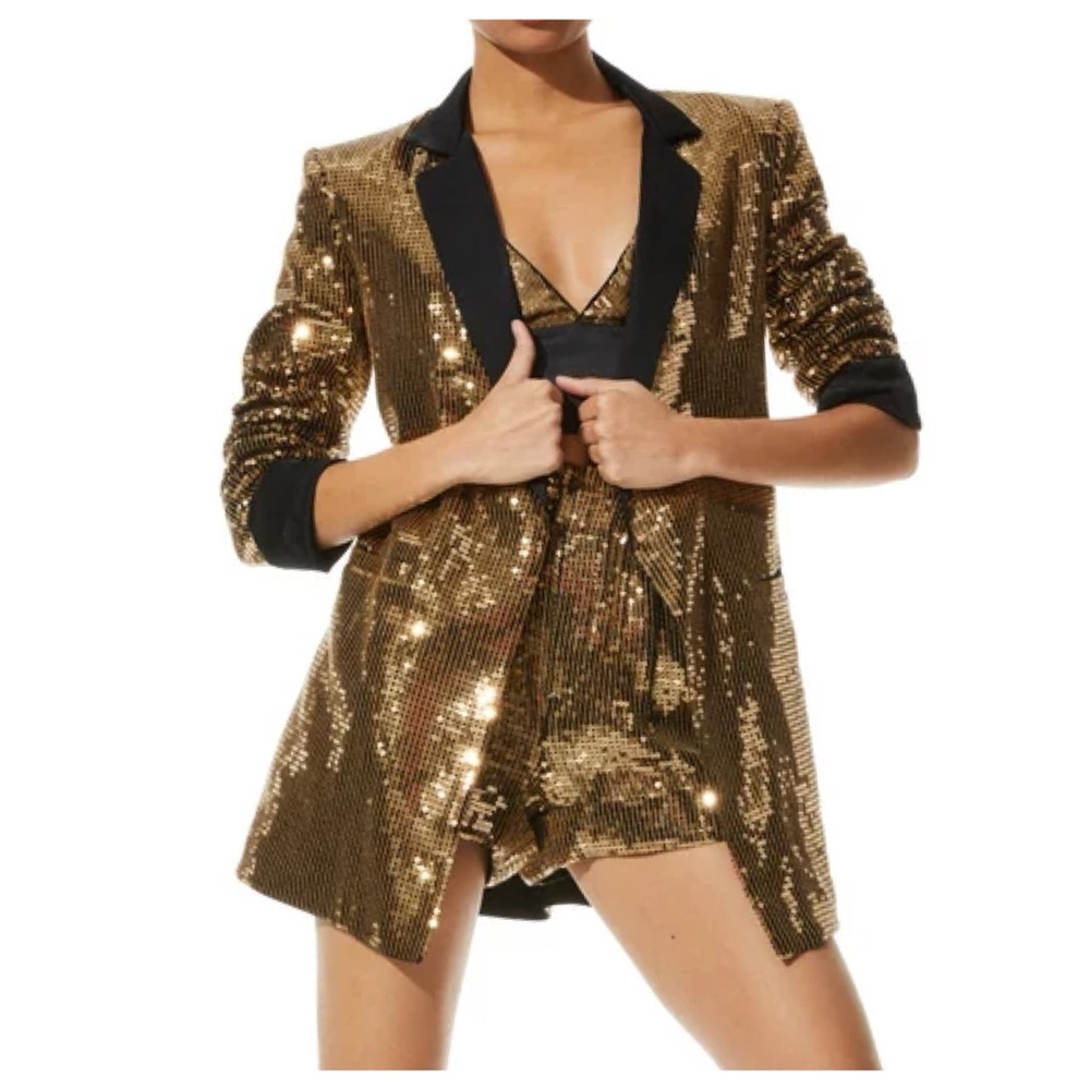 ALICE + OLIVIA Kylie Shawl Collar Sequin Jacket - Picture 7 of 15